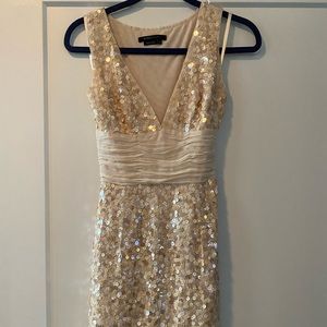 Mini sequin dress, plunging neckline
